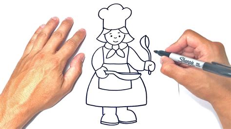 mujeres cocinando dibujos|dibujar una cocinera paso paso.